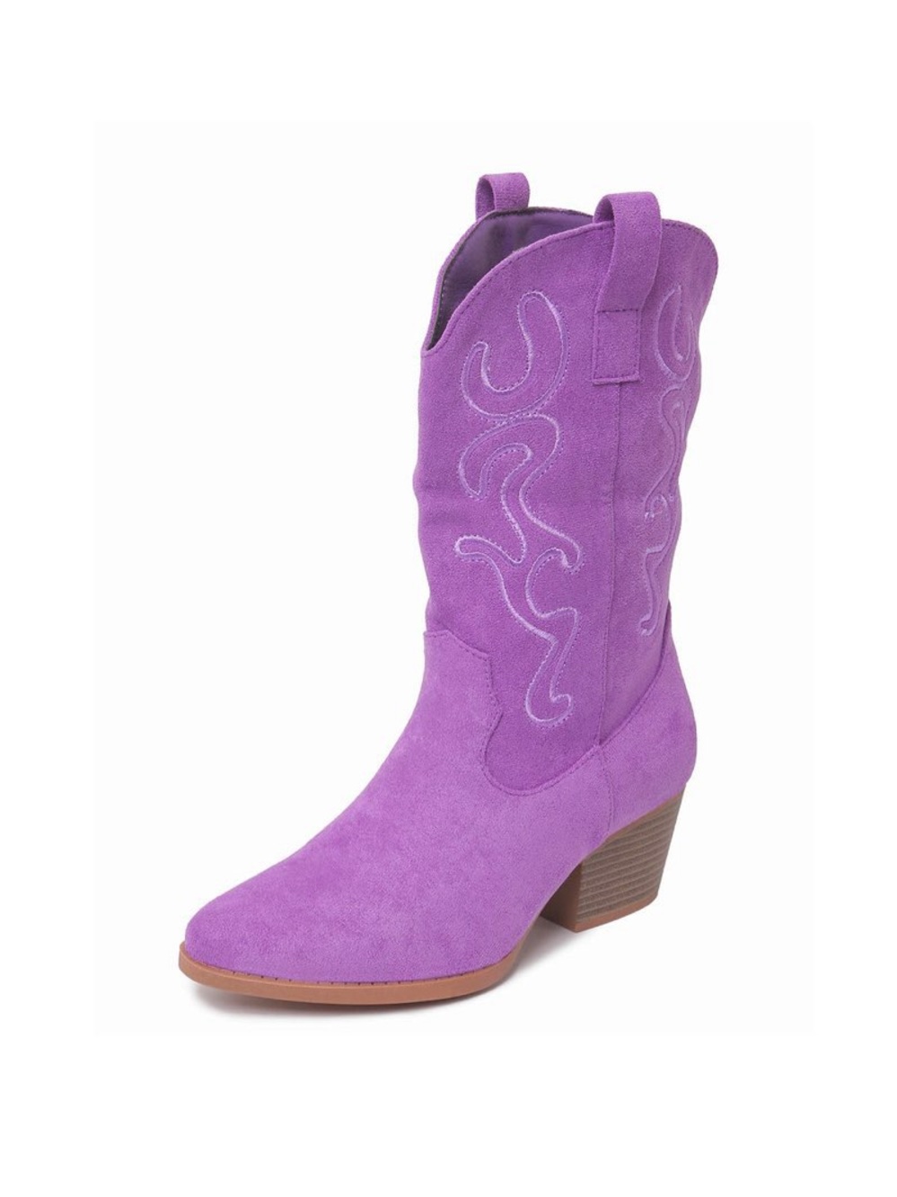 Purple Western Suede Mid-Calf Boot - Women